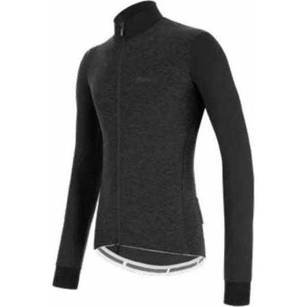 Santini Colore Puro Thermal Lange Mouwen Fietsshirt Zwart 4XL Man