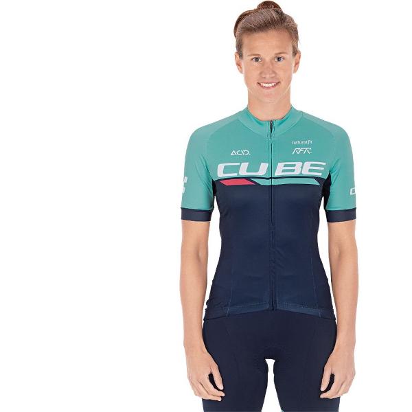 Cube Teamline Korte Mouwen Fietsshirt Blauw M Vrouw