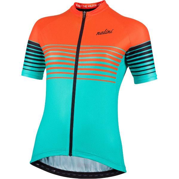 Nalini - Dames - Fietsshirt - Korte Mouwen - Wielrenshirt - Blauw - Oranje - CROSS LADY JERSEY - XS