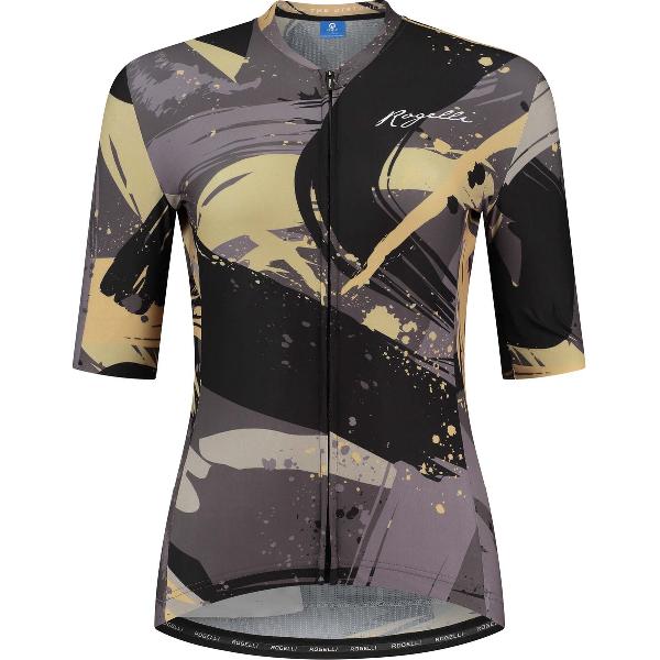 Rogelli Flair Fietsshirt - Korte Mouwen - Dames - Grijs, Goud, Zwart - Maat XL