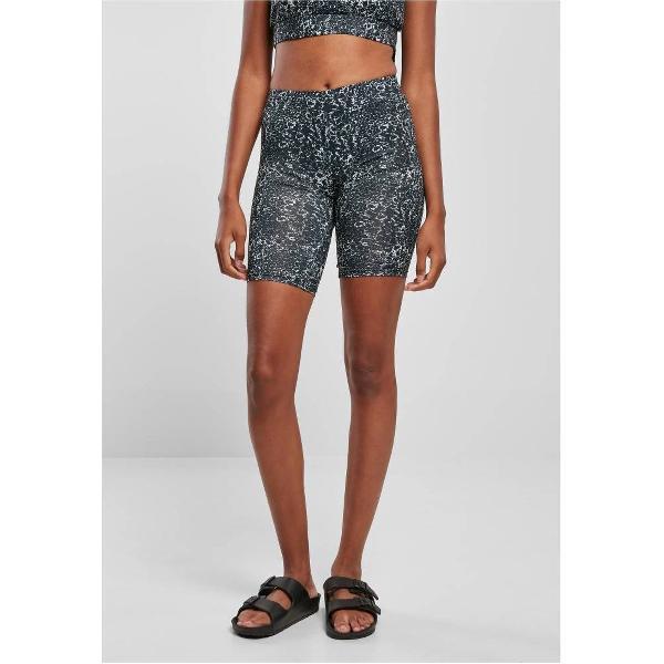 Urban Classics - Tie Dye High Waist Korte cycle broek - XS - Zwart/Wit