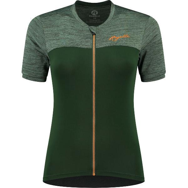 Rogelli Melange Fietsshirt - Korte Mouwen - Dames - Groen, Coral - Maat XS