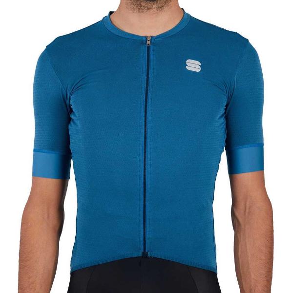 Sportful Outlet Monocrom Korte Mouwen Fietsshirt Blauw S Man