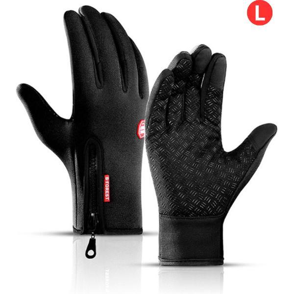 Livano Handschoenen - Touchscreen Handschoenen - Fietshandschoenen - Winter - Heren - Wielrenhandschoenen - Zwart - Maat L