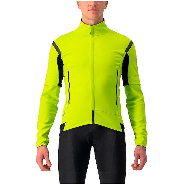 Castelli Windjack sterk waterafstotend Heren Lime Grijs - PERFETTO RoS 2 CONVERTIBLE JAC ELECTRIC LIME DARK GRAY - XXL