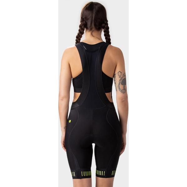 Alé Donna Bibshort PRR Strada - Zwart-Fluo Geel - L